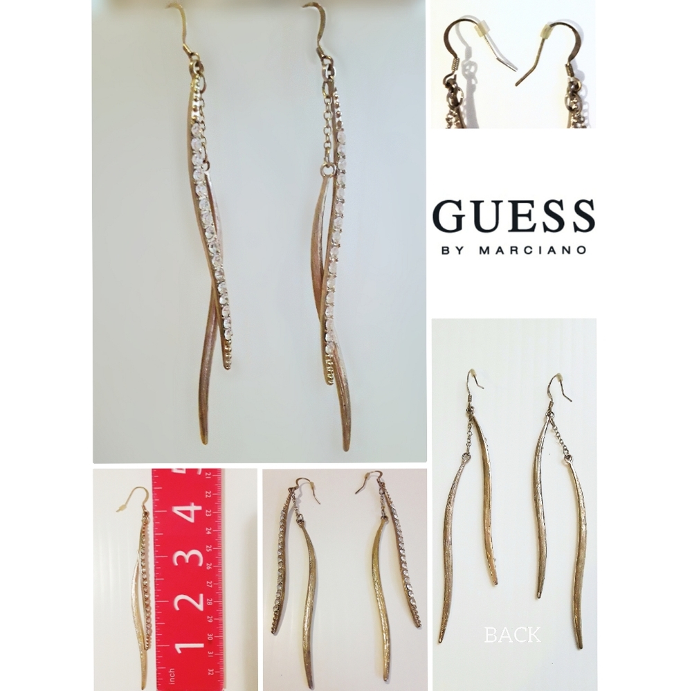 GUESS, gold and diamonds earrings, dangling